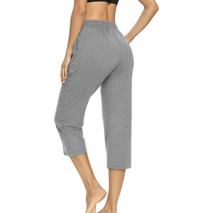 Noahella Womens Cropped Sweatpants Gray Drawstring large casual minimalist